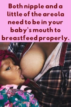 Breastfeeding tip - graphic showing baby suckling at Mum's breast
