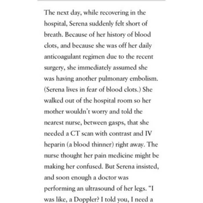 Serena Williams Pulmonary Embolism Story