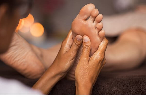 Giving a foot massage helps increase blood flow and circulation